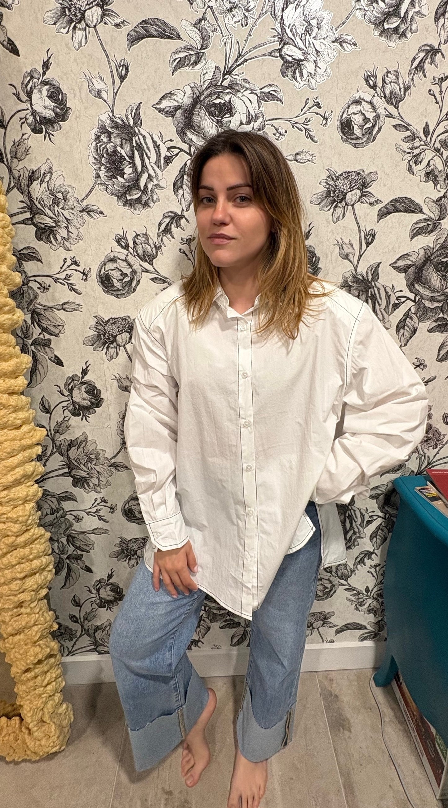 Chemise oversize à épaulettes